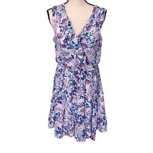 Maurices Size Medium M Floral Flower Light Pink Summer Spring Dress Frill Tie